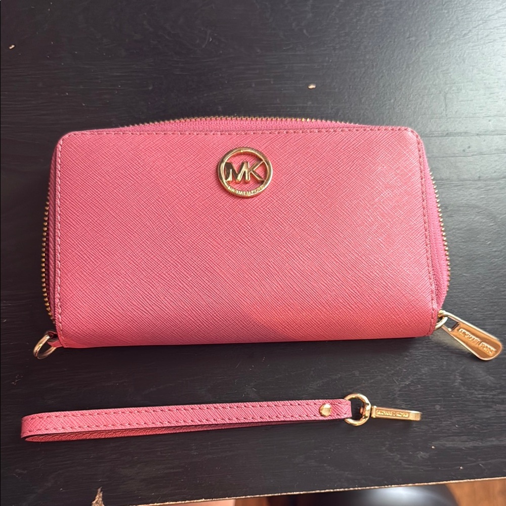 Michael Kors Pink Leather Wristlet Clutch - Picture 8 of 8